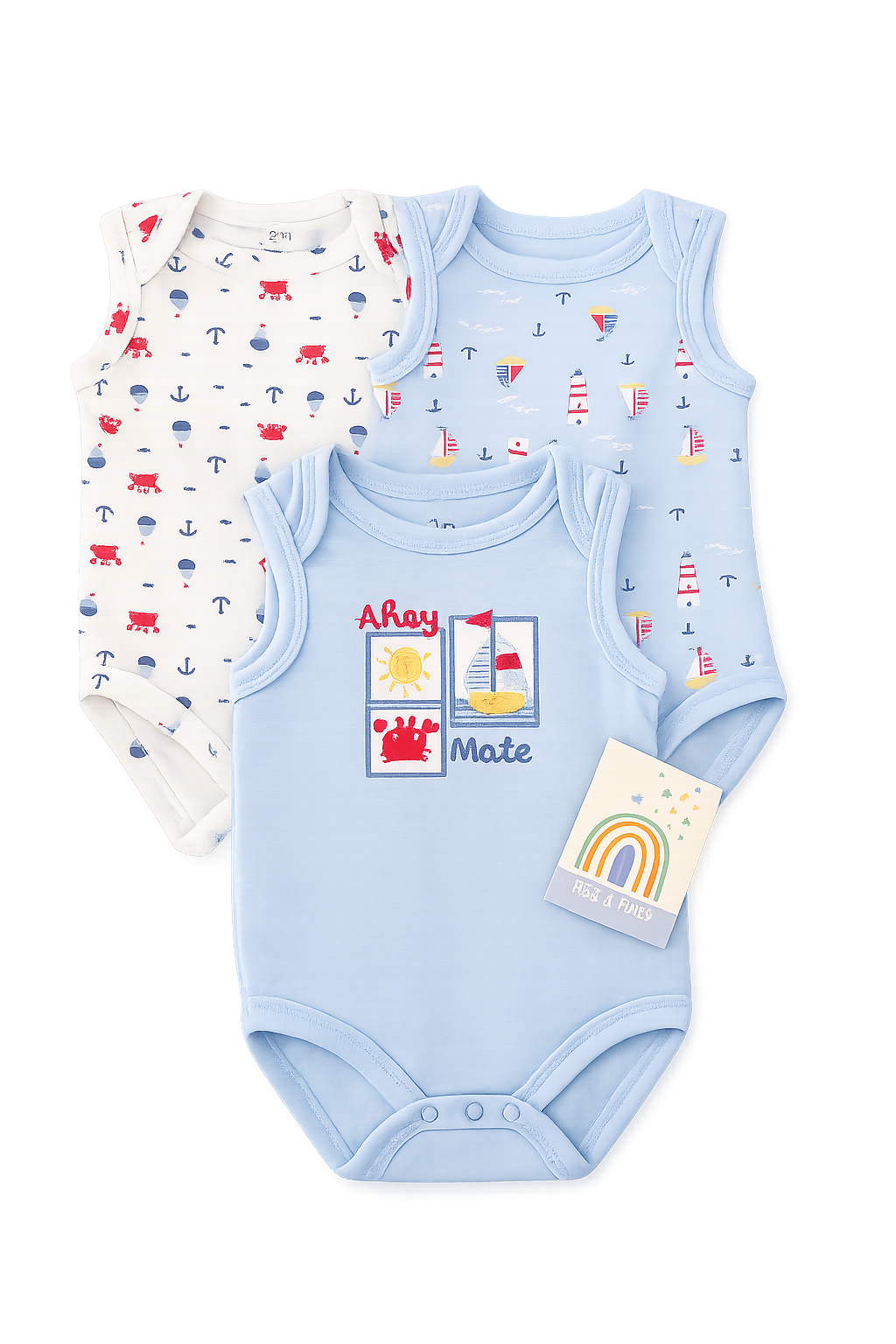Baby nautical sleeveless bodysuit set (3-pack)