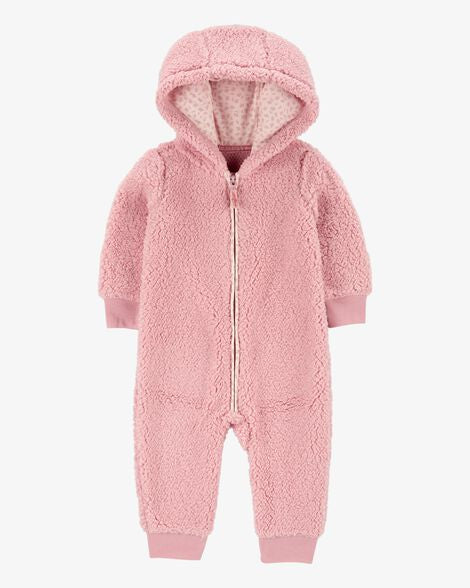 Carters fleece pink overall