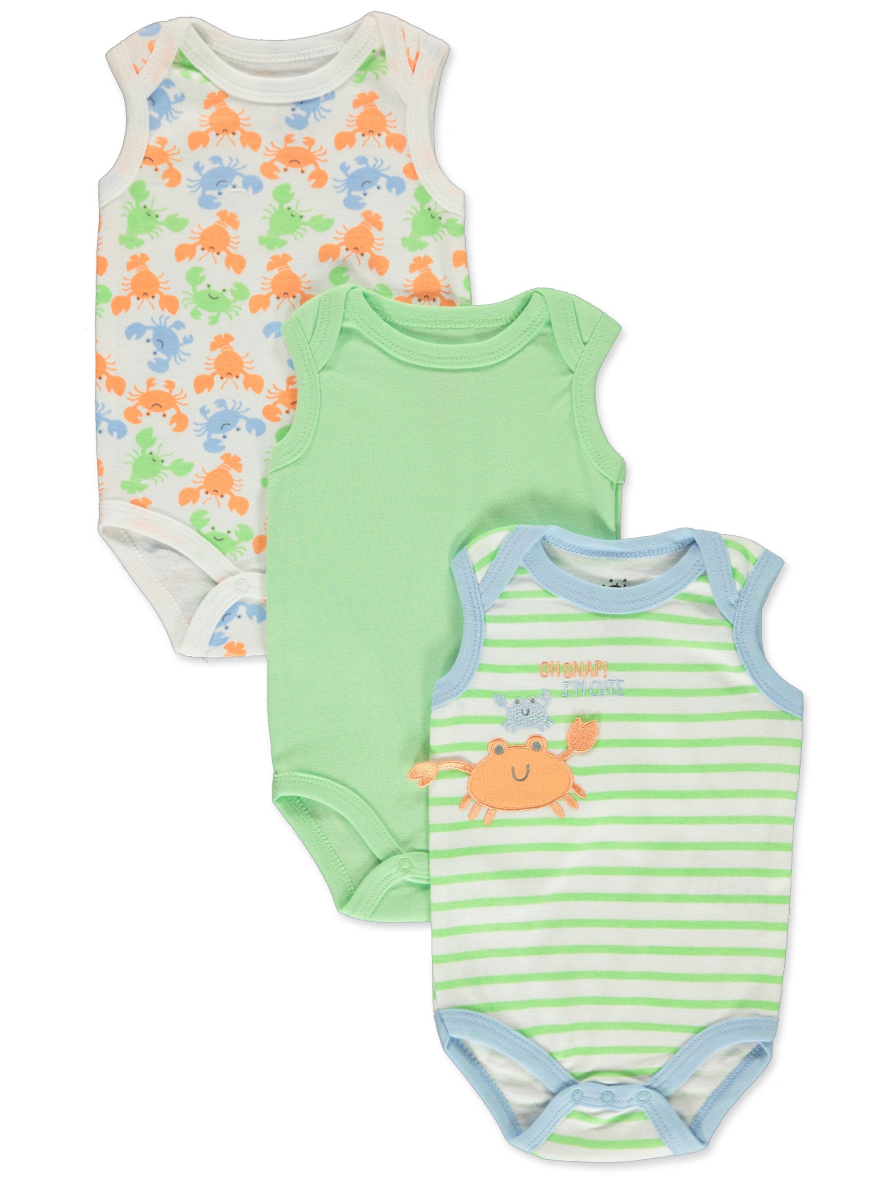 Baby crab sleeveless bodysuit set (3-pack)