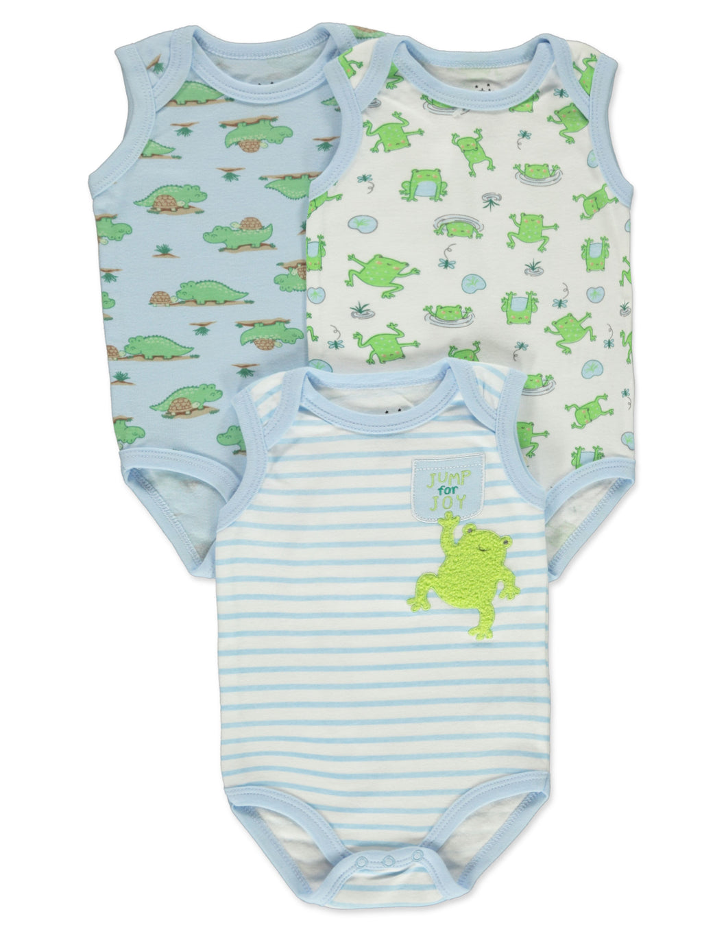 Baby frog sleeveless bodysuit set (3-pack)