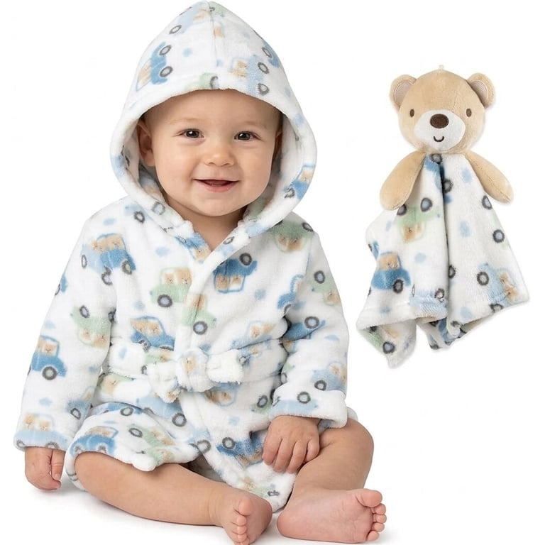 Hooded Bathrobe with Tie Closure & Matching Minky blanket doll