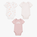 GRACO pink/oatmeal bodysuit set (3-pack)