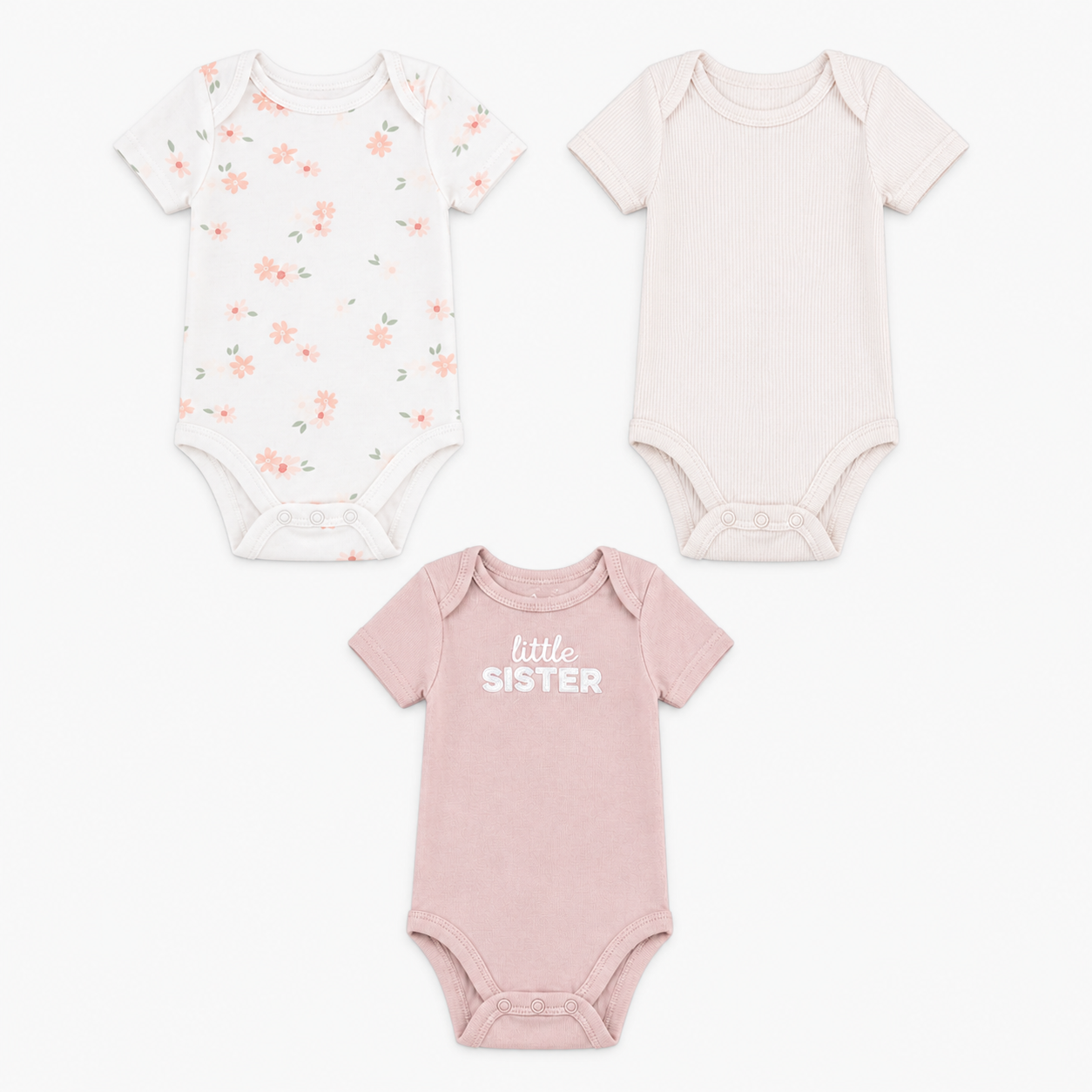 GRACO pink/oatmeal bodysuit set (3-pack)