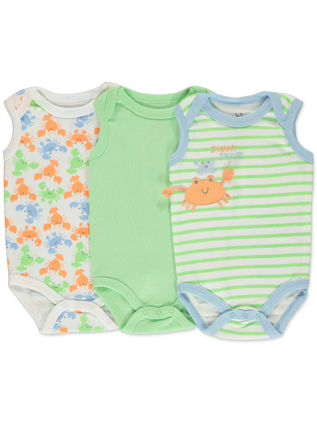 Baby crab sleeveless bodysuit set (3-pack)