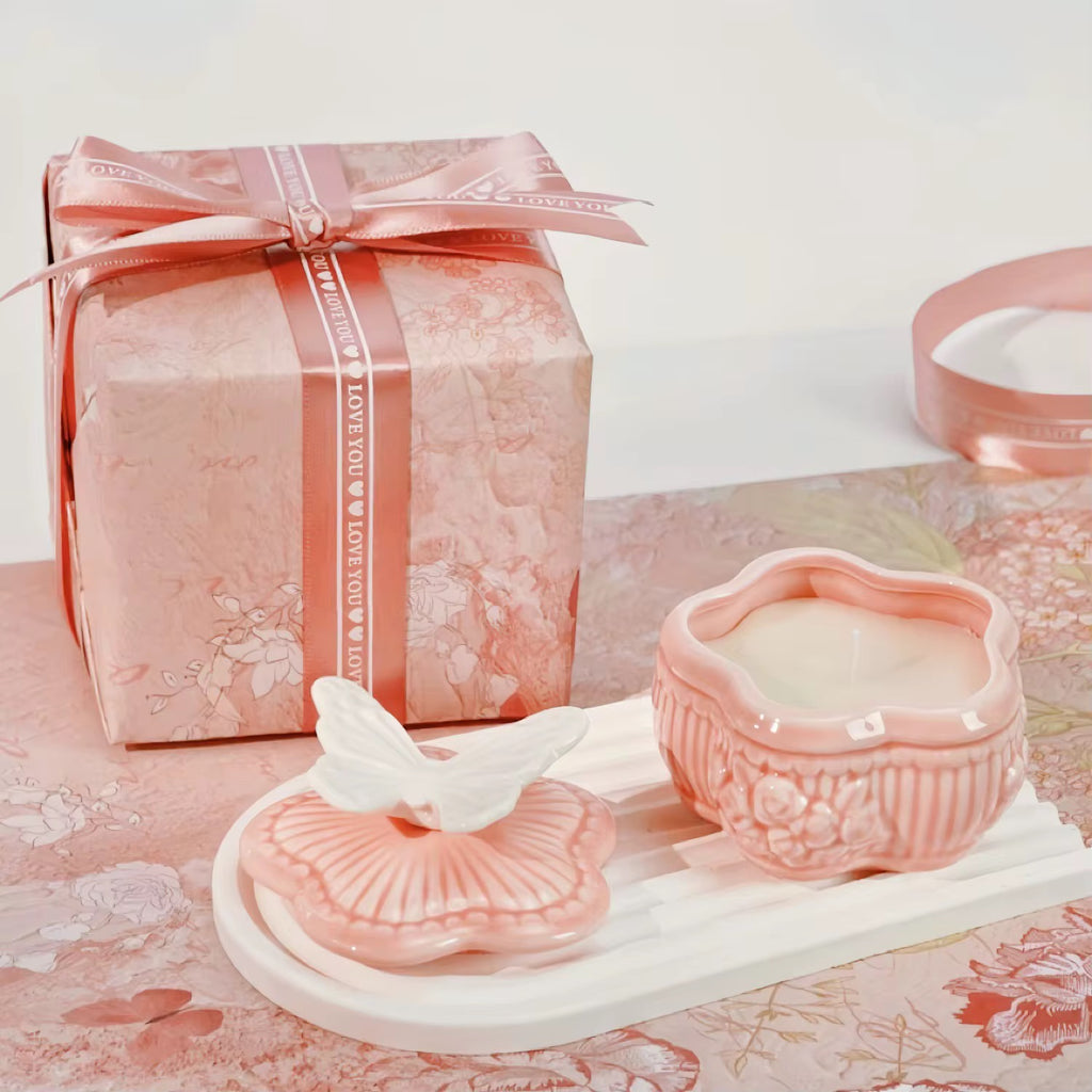 Pink ceramic candle jar