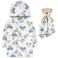 Hooded Bathrobe with Tie Closure & Matching Minky blanket doll