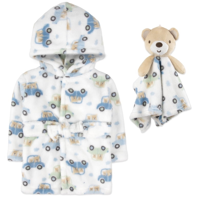 Hooded Bathrobe with Tie Closure & Matching Minky blanket doll