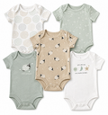 Baby sheep and stars bodysuit set (5-pack)