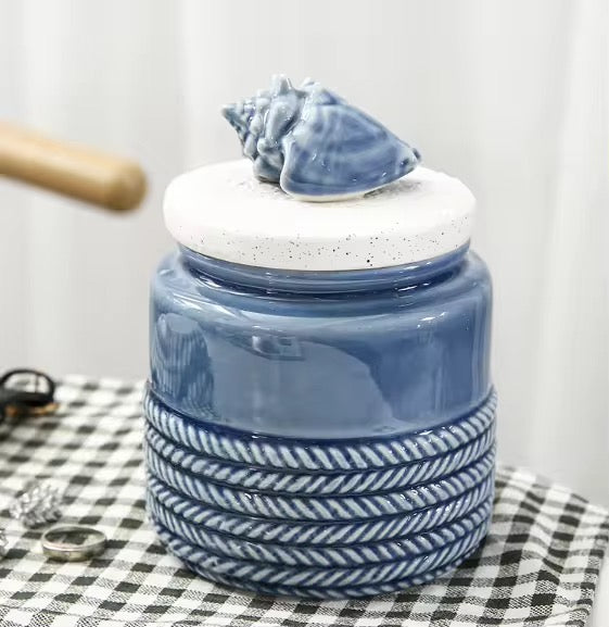 Ocean style ceramic jar