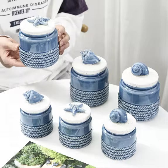 Ocean style ceramic jar