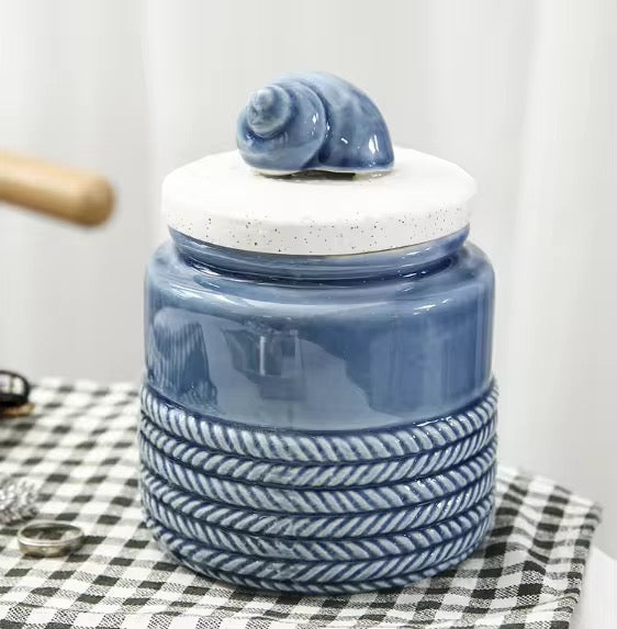 Ocean style ceramic jar