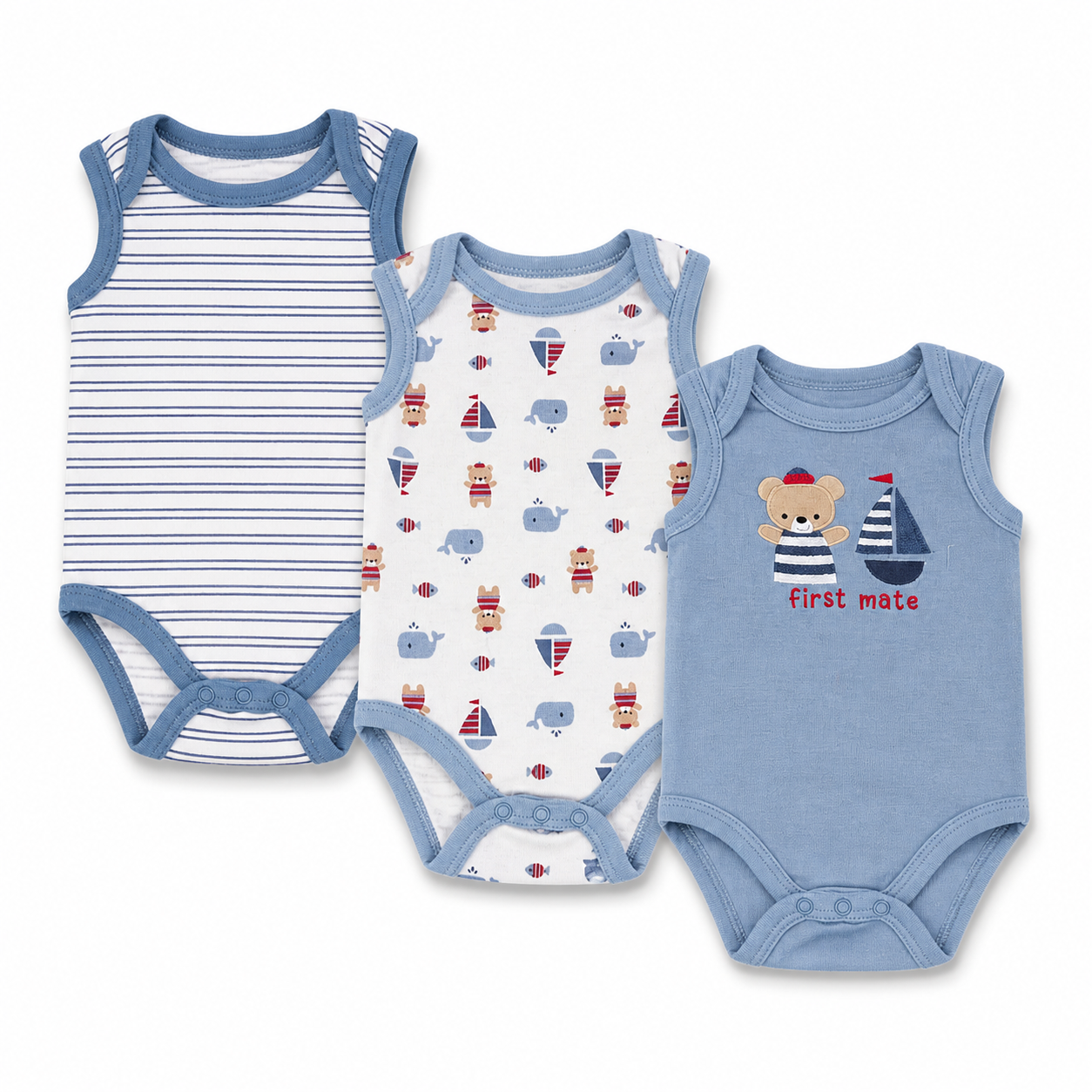 Baby Nautical sleeveless bodysuit set (3-pack)