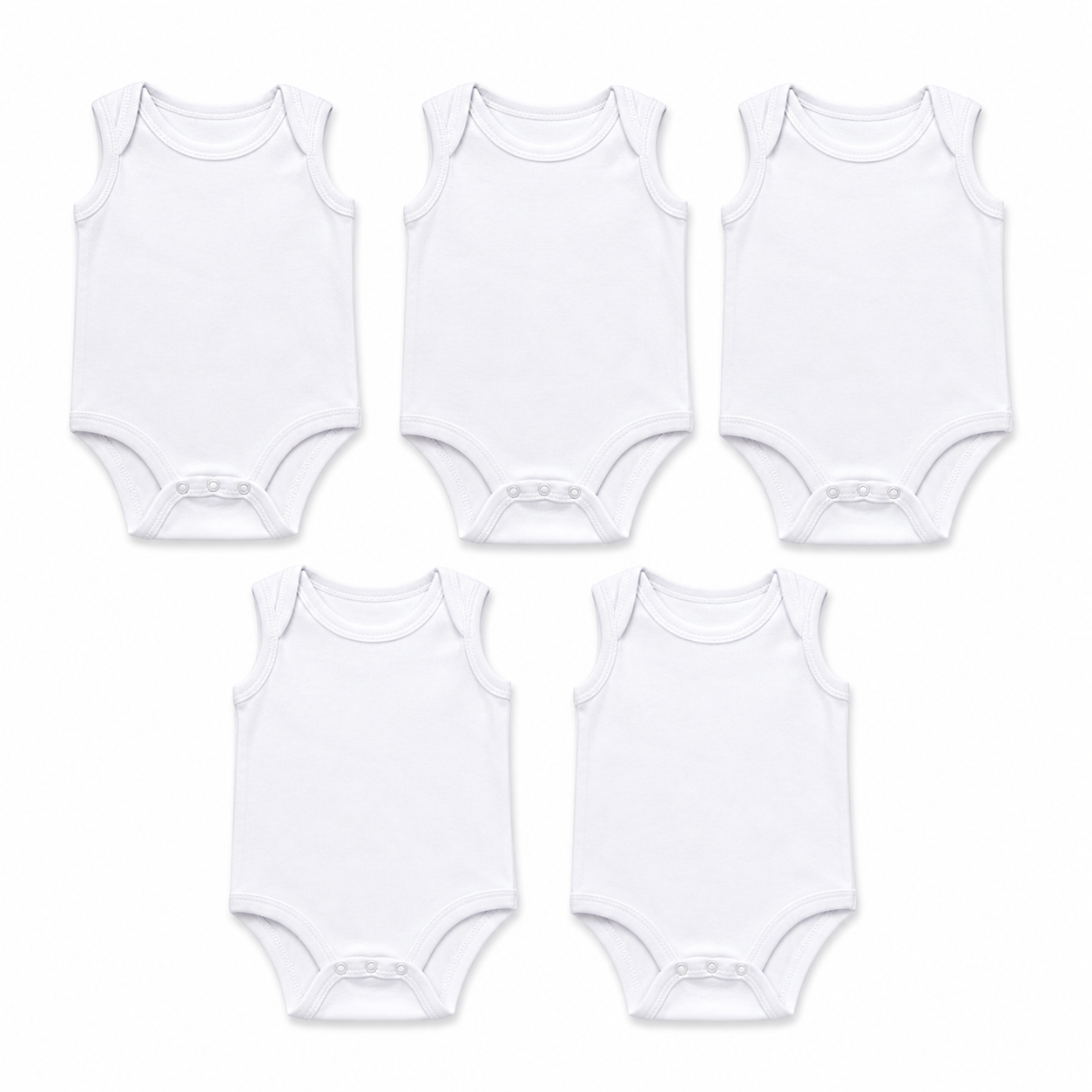 Baby white sleeveless bodysuit set (5-pack)